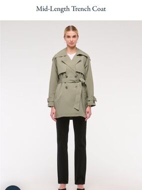 Abercrombie Women’s Mid-Length Trench Coat in Light Olive Green